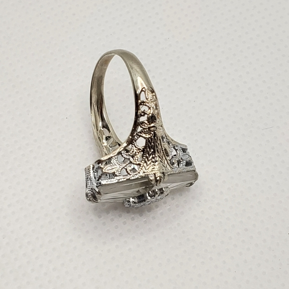 STUNNING VINTAGE 14k Art deco shield camphor ring - Picture 7 of 12